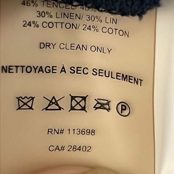 Margaret O’Leary Linen Blend Navy Embroidered 3-D Applique Floral Dress Large - Picture 9 of 9